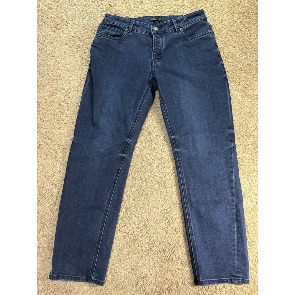 Prana Jeans Women 8/29 Button Up Straight Leg Mid-Rise Dark Blue Denim Preppy - Picture 1 of 9